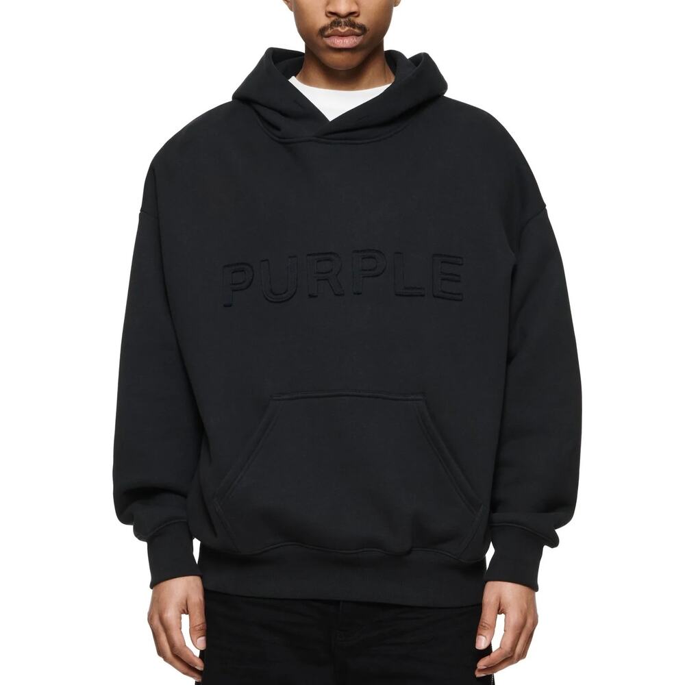 NWT Purple Brand Black HWT Fleece PO Hoodie 100% Cotton Made USA Sweatshirt Sz S